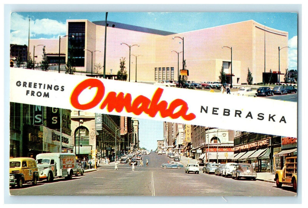 Greetings From Omaha Nebraska NE Spilt View Banner Postcard