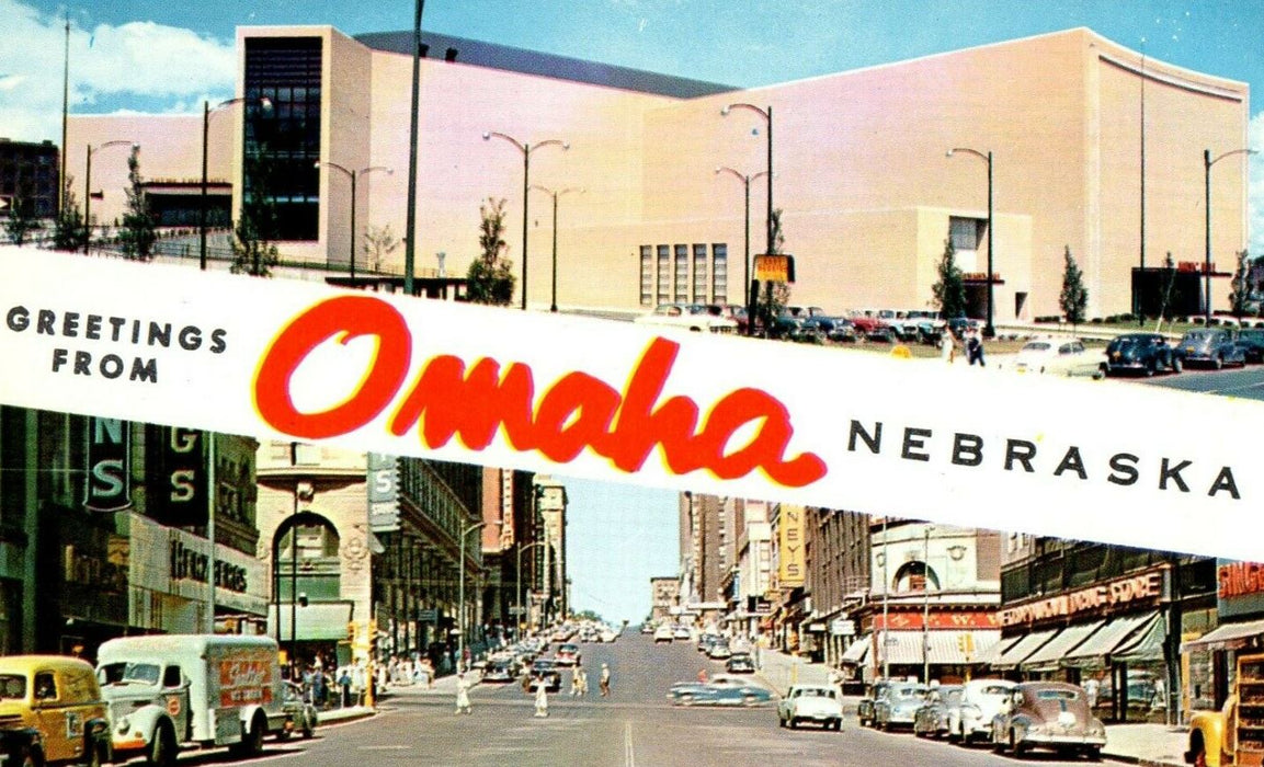 Greetings From Omaha Nebraska NE Spilt View Banner Postcard