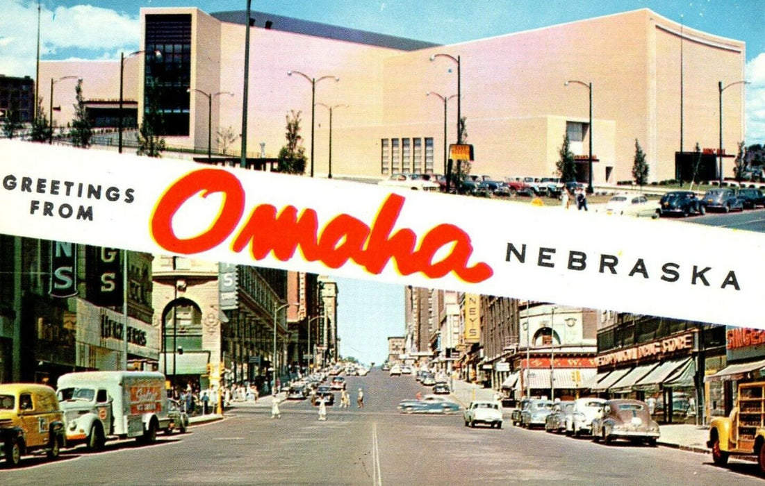Greetings From Omaha Nebraska NE Spilt View Banner Postcard