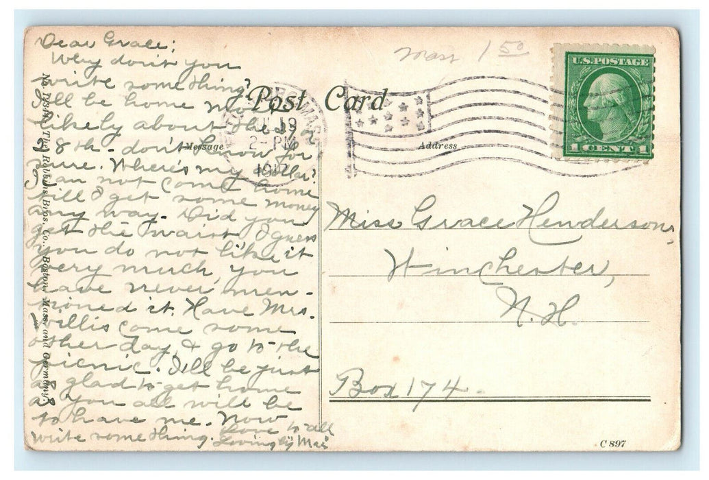 1917 One of Whalom's Beautiful Drives, Whalom Park, Massachusetts MA  Postcard