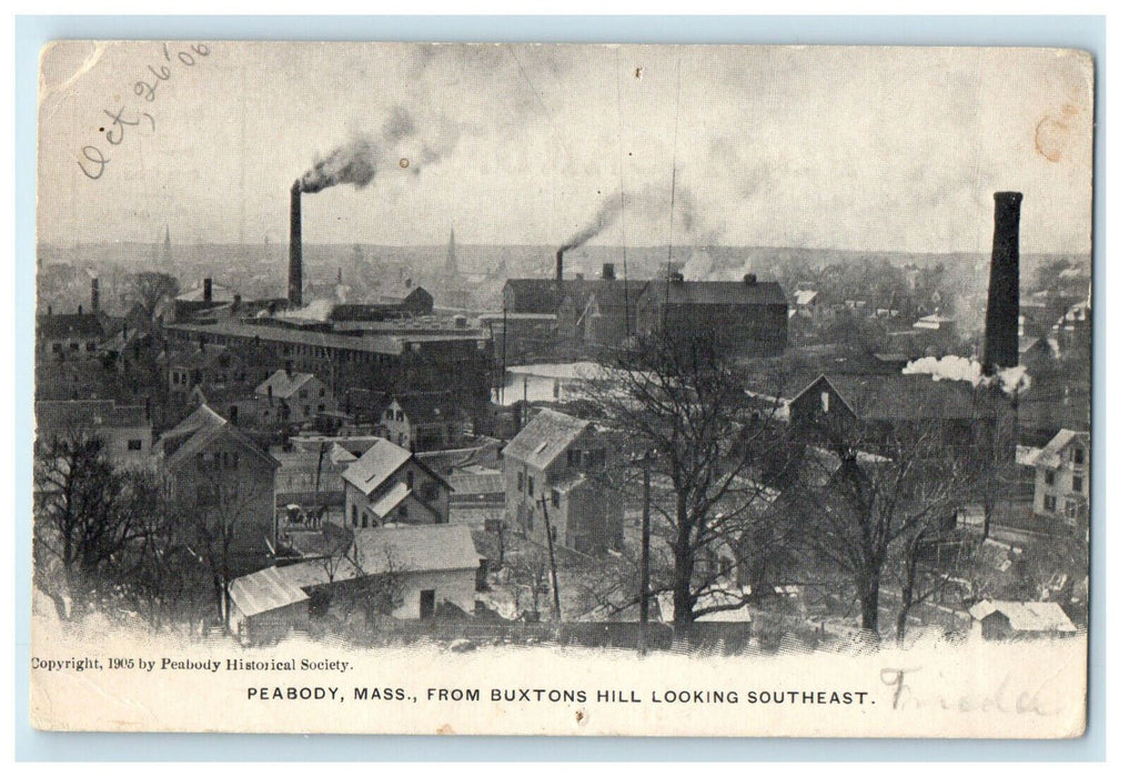 c1905s Peabody Massachusetts MA From Buxtons Hill, Looking Southeast Postcard
