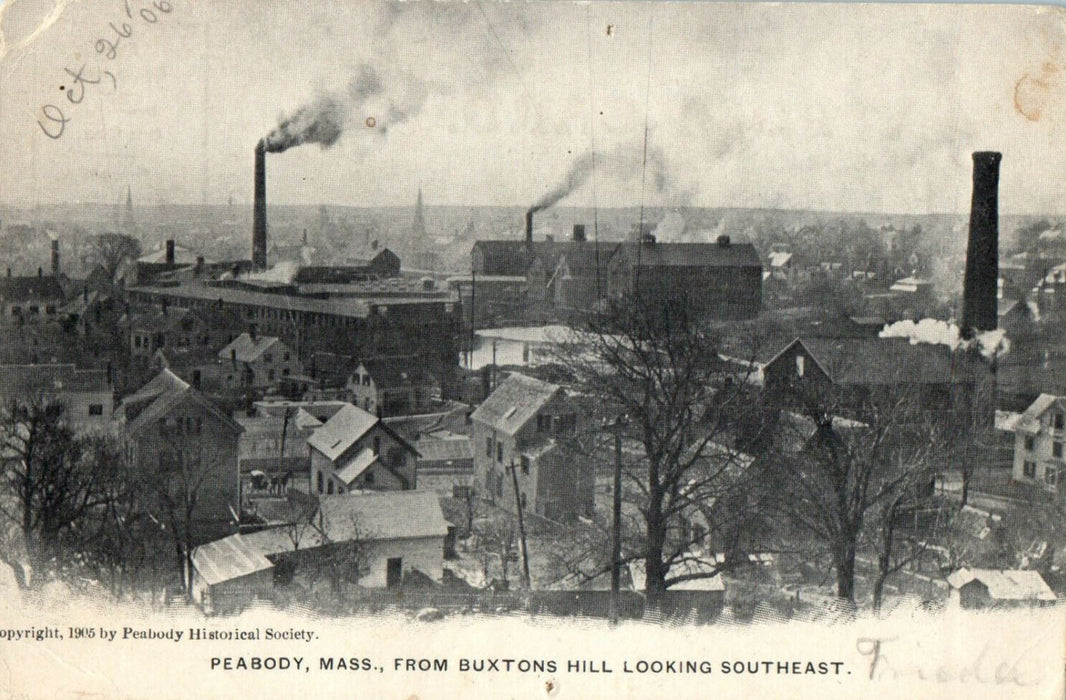 c1905s Peabody Massachusetts MA From Buxtons Hill, Looking Southeast Postcard