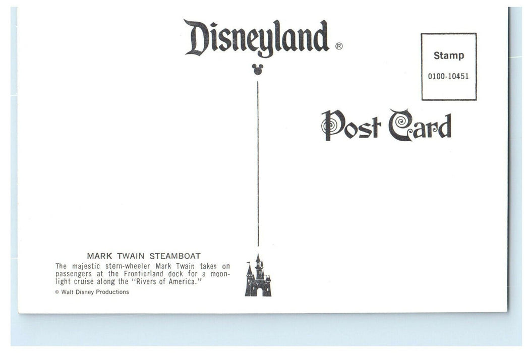 c1960 Mark Twain Steamboat in Moonlights Cruise to Rivers of America Postcard