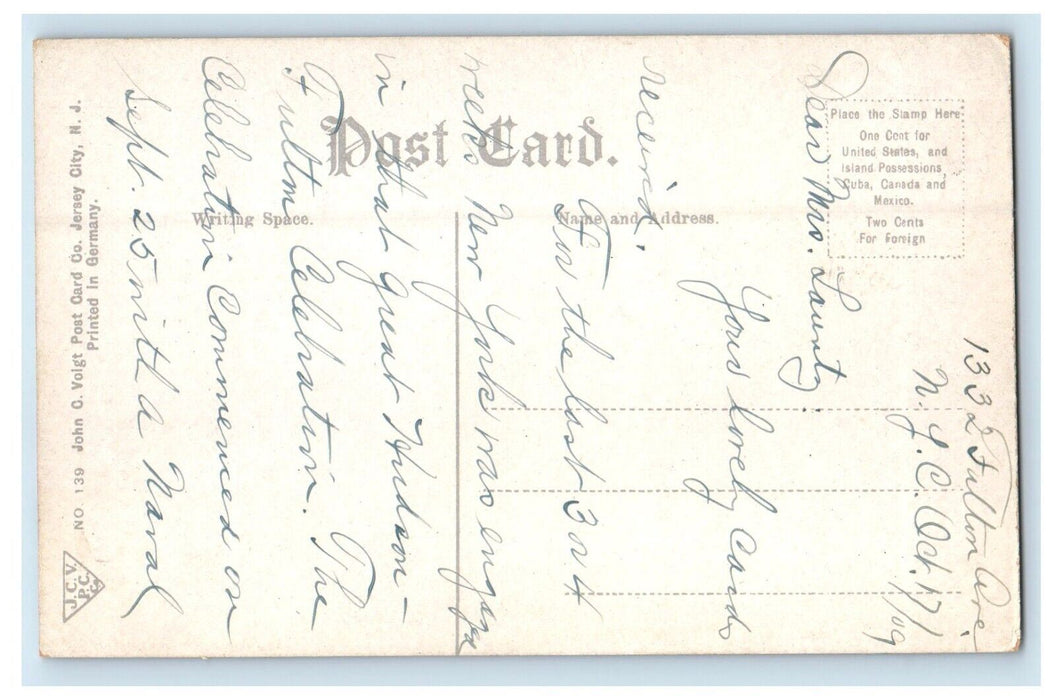 1909 Lover's Leap Weehawken New Jersey NJ Posted Antique Postcard