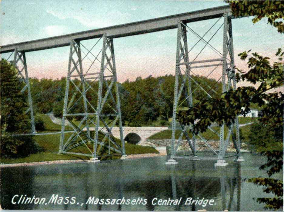 1908 Massachusetts Central Bridge, Clinton, Massachusetts MA Posted Postcard