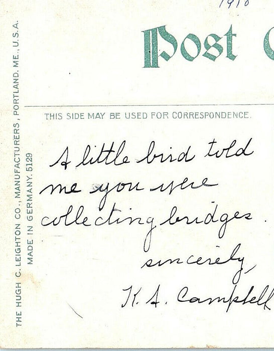 1908 Massachusetts Central Bridge, Clinton, Massachusetts MA Posted Postcard