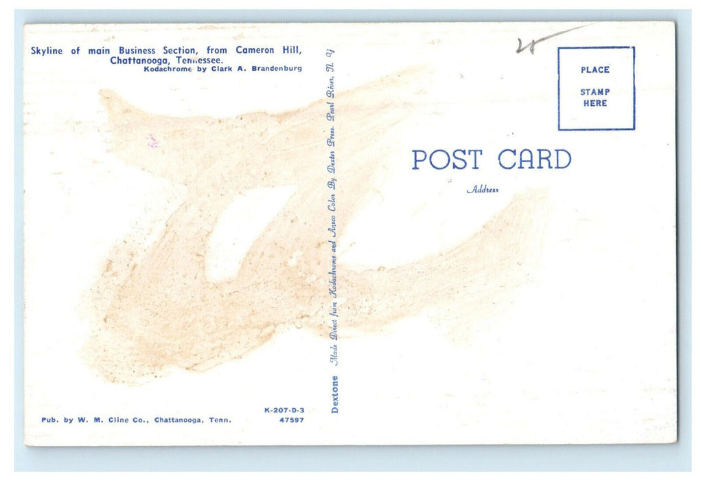 c1950s Skyline of Business Section from Cameron Hill, Chattanooga TN Postcard
