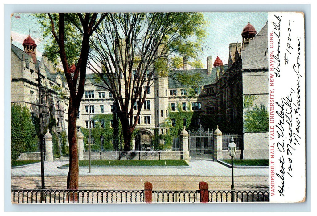 1907 Vanderbilt Hall, Yale University New Haven CT Posted Antique Postcard