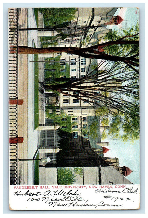 1907 Vanderbilt Hall, Yale University New Haven CT Posted Antique Postcard