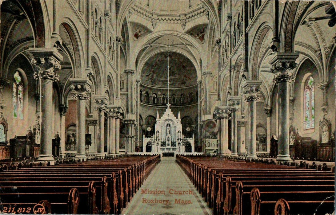 1910 Mission Church, Roxbury, Massachusetts MA Antique Cancel Posted Postcard