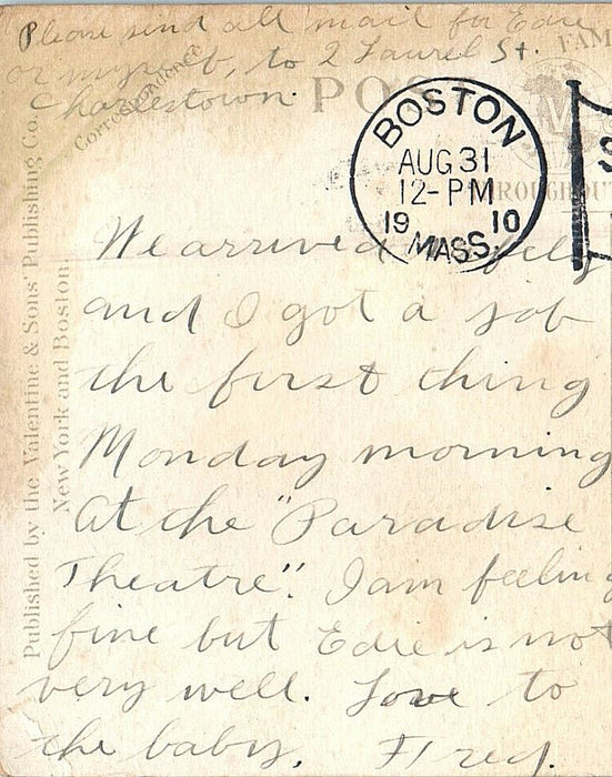 1910 Mission Church, Roxbury, Massachusetts MA Antique Cancel Posted Postcard