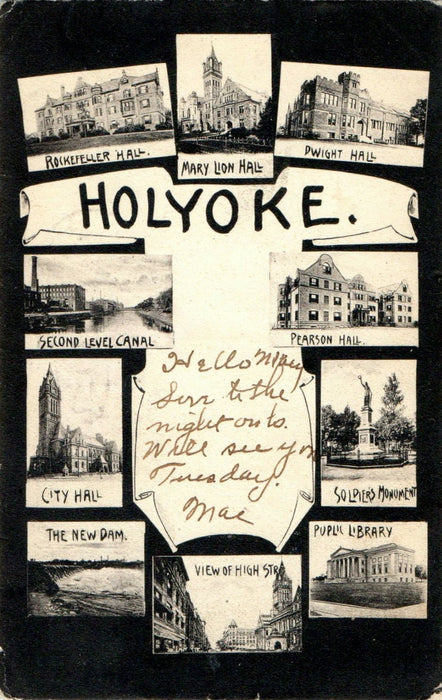 1905 Multiviews of Buildings and Dam, Holyoke Massachusetts MA Posted Postcard