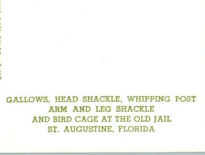 Gallows Head Shackle Bird Cage At The Old Jail St. Augustine Florida FL Postcard