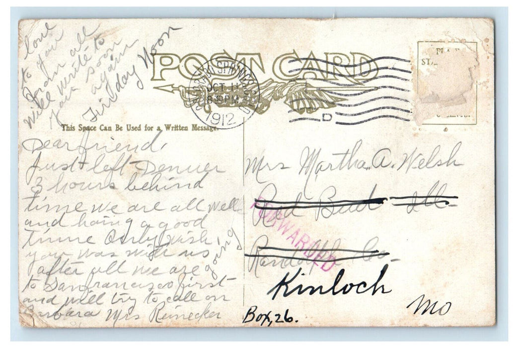 1912 Glacier Lake, Sunset and the Snowy Range, Colorado CO Posted Postcard
