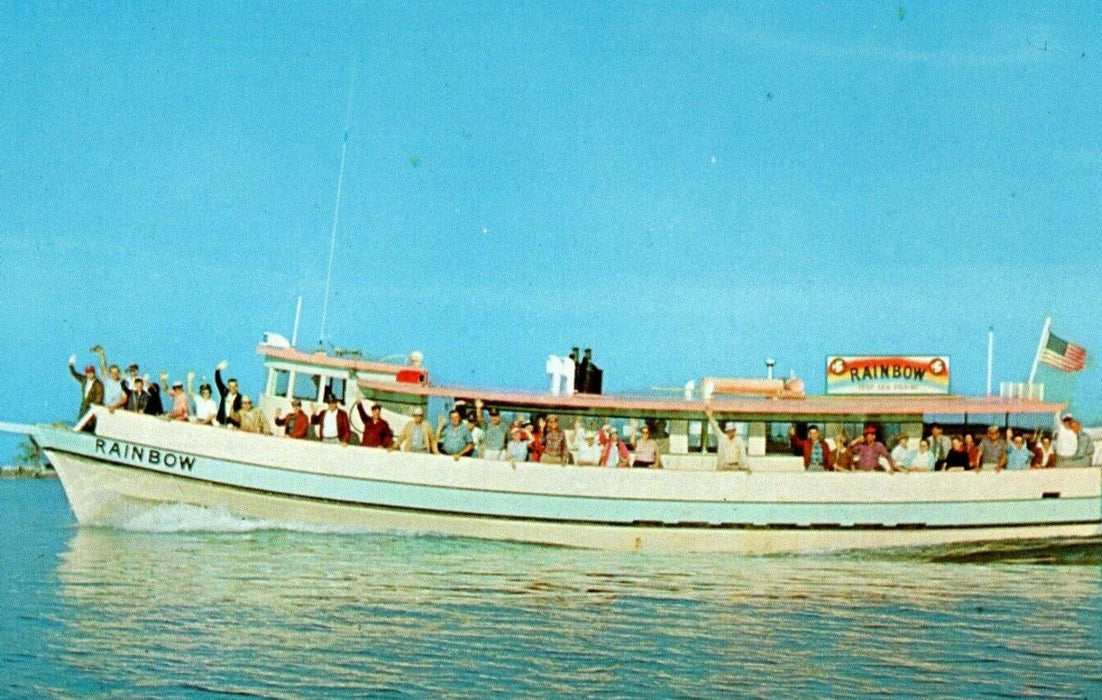 Rainbow Party Boat Clearwater Beach Florida FL, Deep Sea Fishing Boat Postcard
