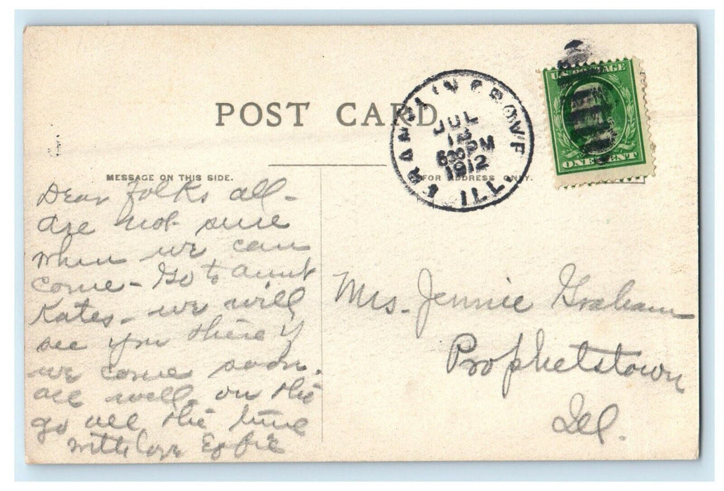 1912 Steamboat Rock Franklin Grove Illinois IL Posted Antique Postcard