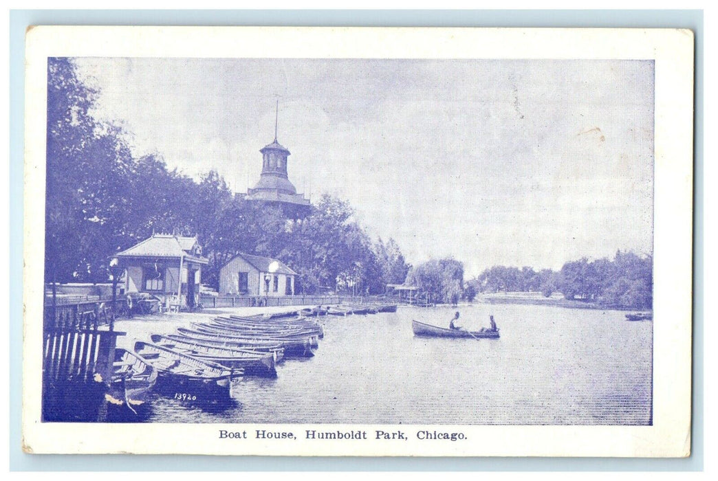 1910 Boat House Humboldt Park Chicago Illinois IL Posted Antique Postcard