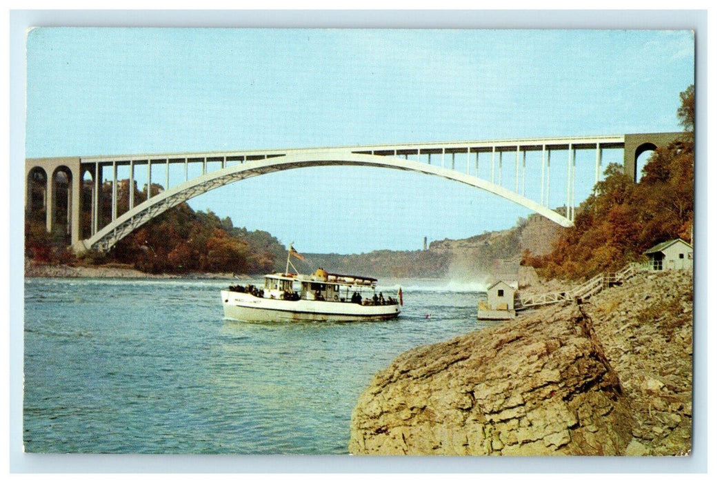 Maid Of The Mist And Rainbow Bridge Boat Ship Niagara Falls New York NY Postcard