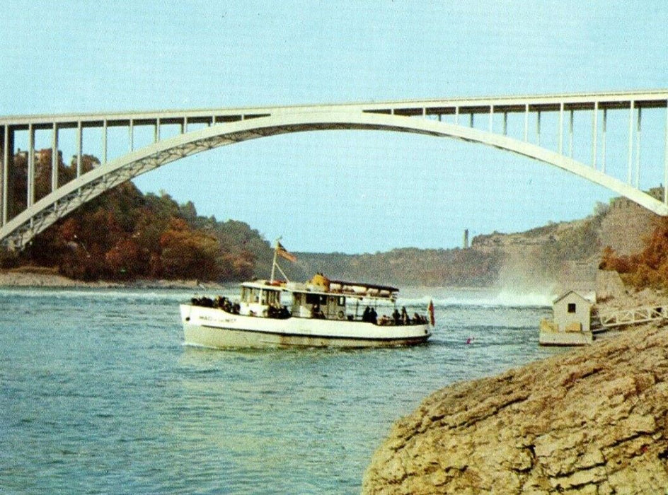 Maid Of The Mist And Rainbow Bridge Boat Ship Niagara Falls New York NY Postcard