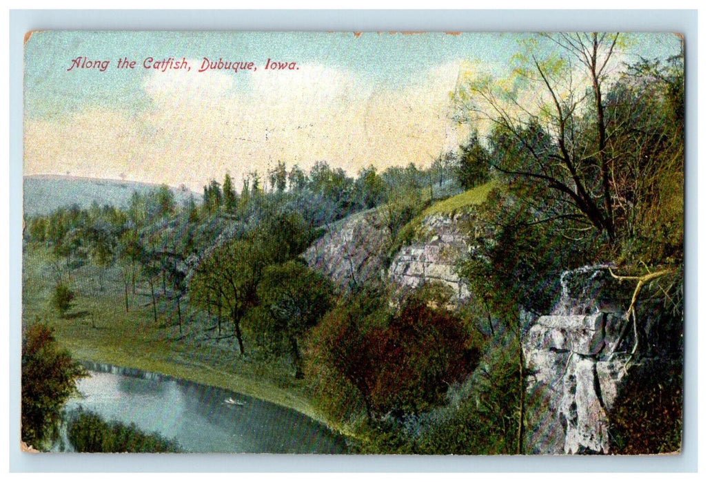 1908 Along the Catfish Dubuque Iowa IA Posted Antique Postcard
