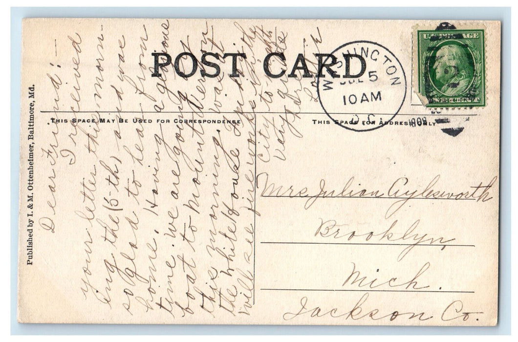 1909 General Lee's Mansion Arlington VA Washington DC I & M Ottenheimer Postcard