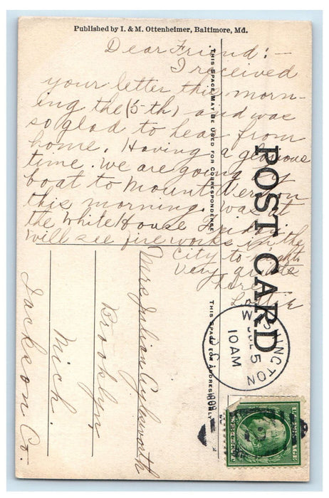 1909 General Lee's Mansion Arlington VA Washington DC I & M Ottenheimer Postcard
