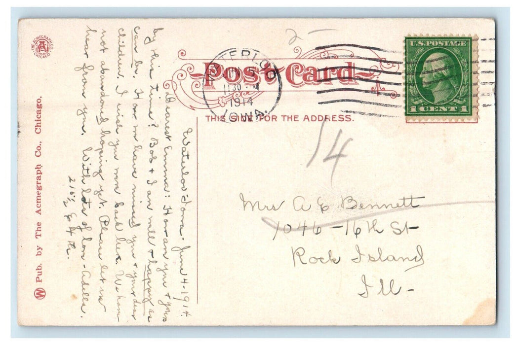 1914 Court House Building Street View Waterloo Iowa IA Posted Antique Postcard