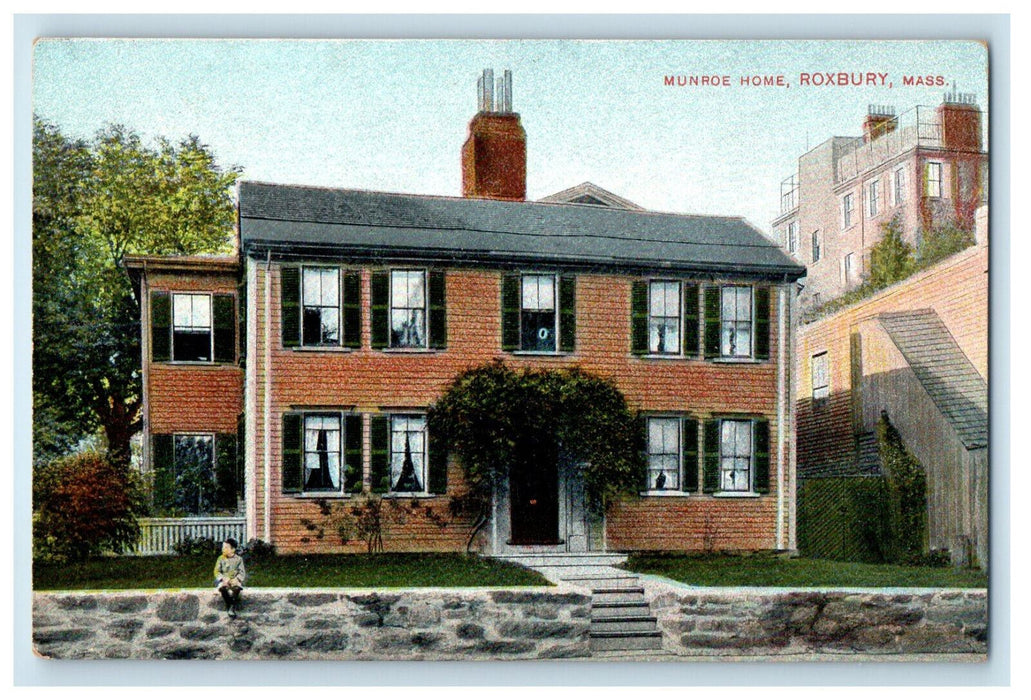 c1905 Munroe Home, Roxbury Massachusetts MA Unposted Antique Postcard