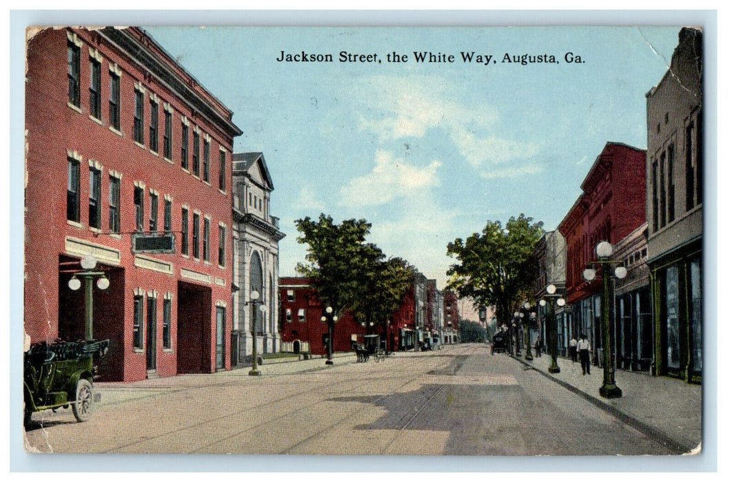 1917 Jackson Street, The White Way Augusta Georgia GA Posted Antique Postcard
