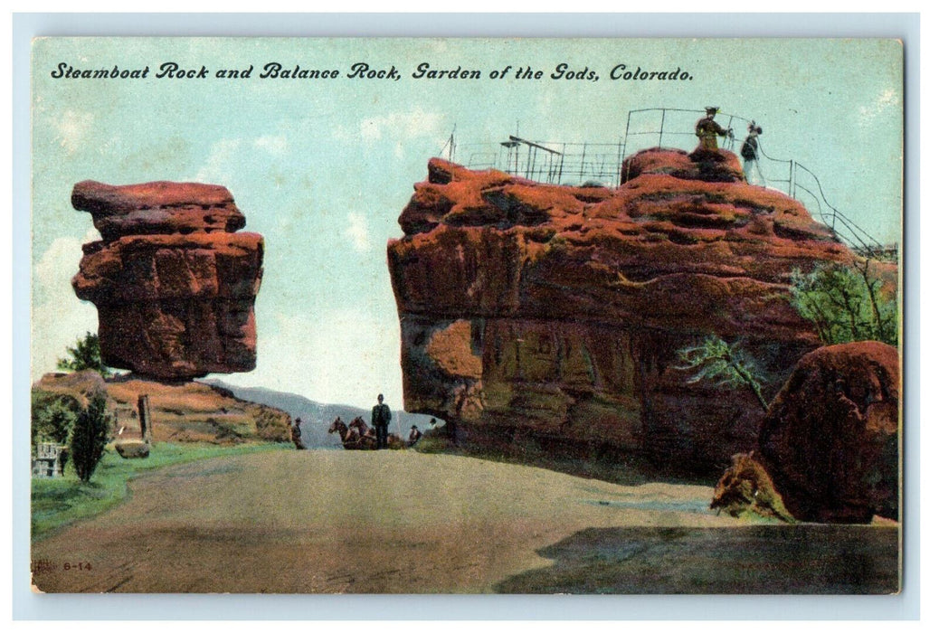 c1910 Steamboat Rock and Balance Rock, Garden of the Gods Colorado CO Postcard