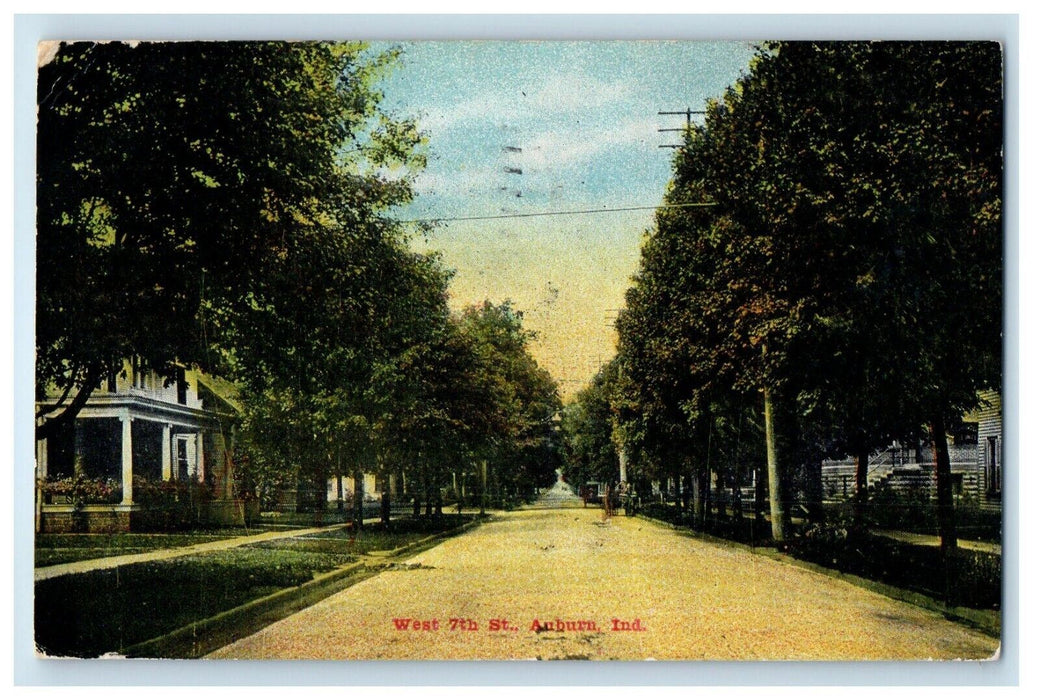 1909 View On West 7th St. Road Auburn Indiana IN Posted Antique Postcard