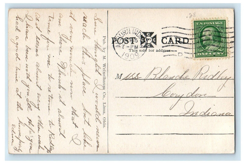 1909 View On West 7th St. Road Auburn Indiana IN Posted Antique Postcard