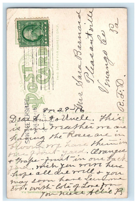 1916 The Fisherman's Busy Day, St. Petersburg FL Posted Antique Postcard