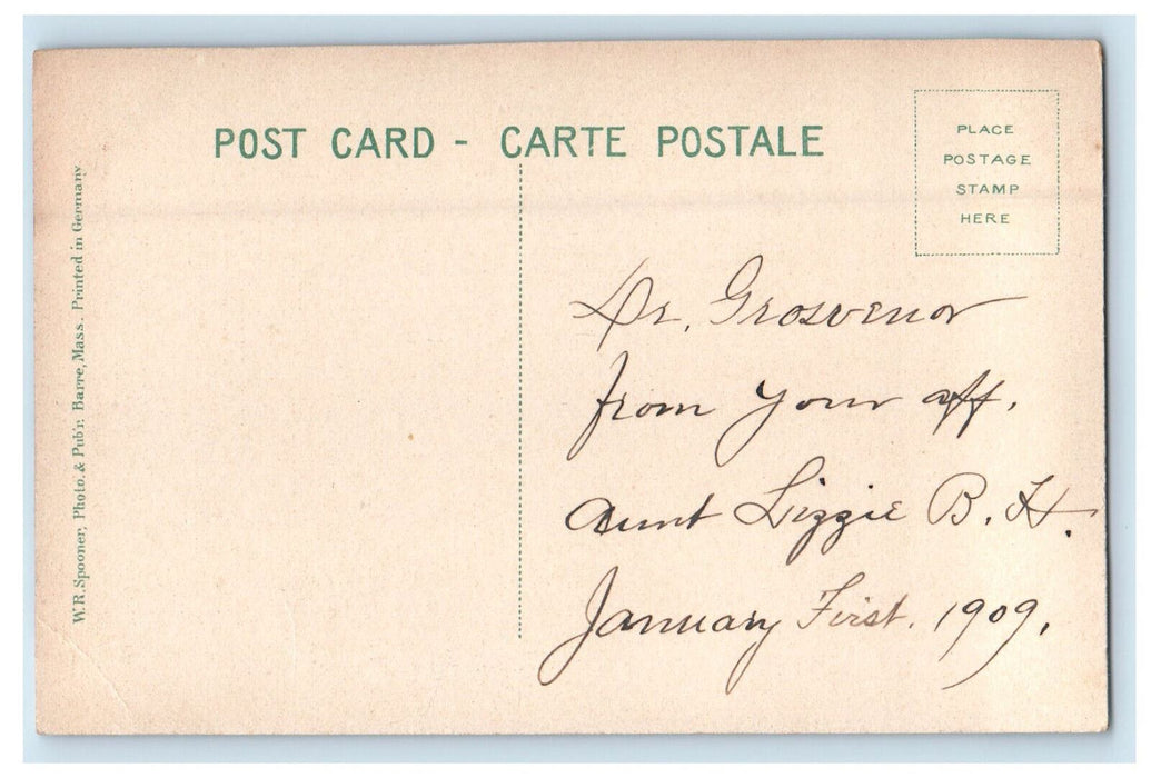 1909 Pleasant Street, Woods Memorial Library, Barre Massachusetts MA Postcard