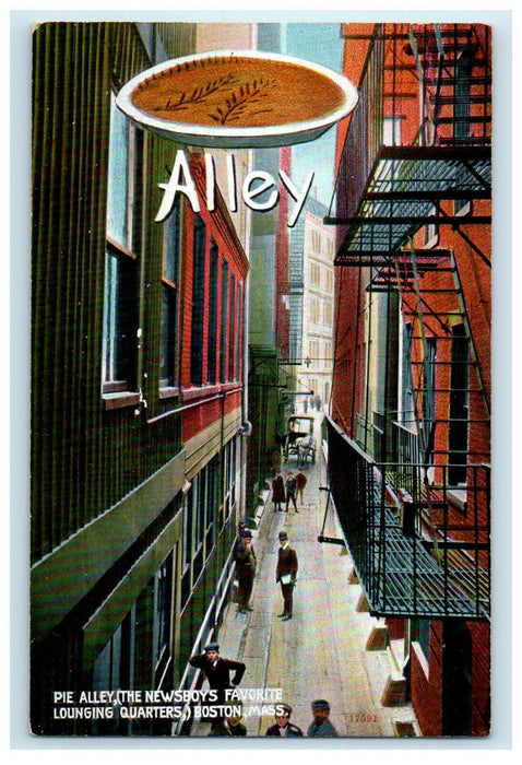 c1910s Pie Alley, Newsboy's Lounging Quarters, Boston, Massachusetts MA Postcard