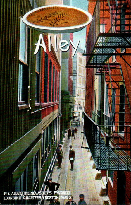 c1910s Pie Alley, Newsboy's Lounging Quarters, Boston, Massachusetts MA Postcard