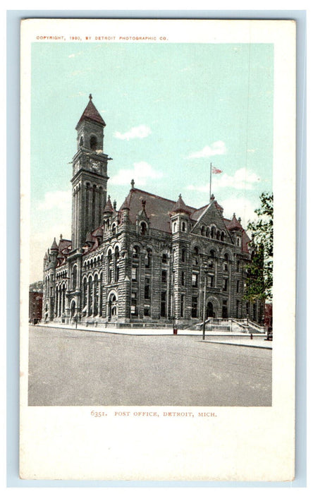 1900 Post Office, Detroit Michigan MI Detroit Photographic Co. Unposted Postcard