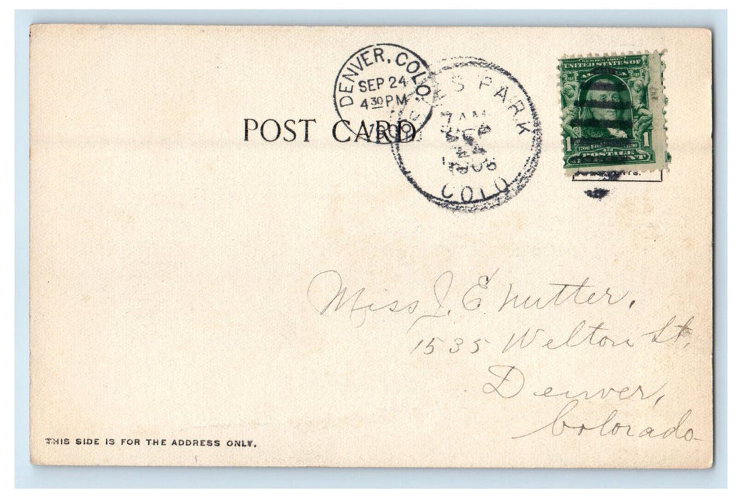 1906 View of Long's Peak from Lower Lake Estes Park Colorado CO Postcard