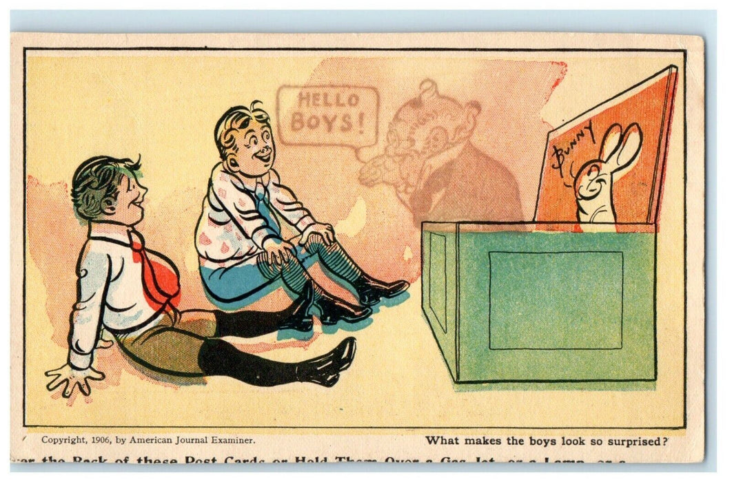 American Journal Hidden Image Puzzle Hold to Light Humor Funny Comic Postcard