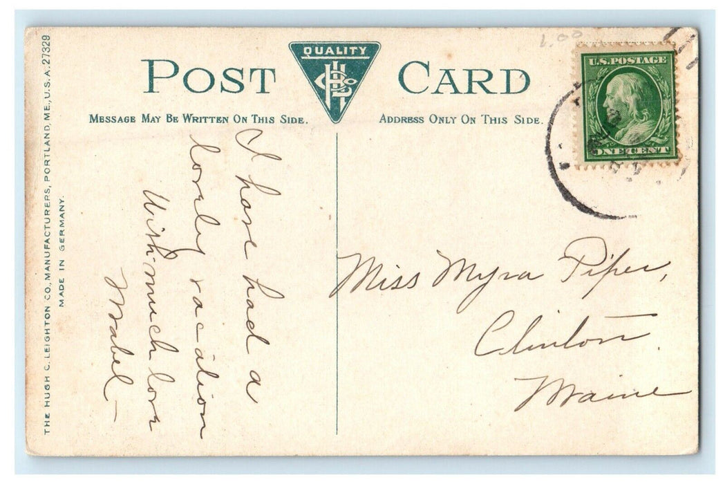 c1910's Rockland Maine ME, Chickawankee Lake Looking North Sailboat Postcard