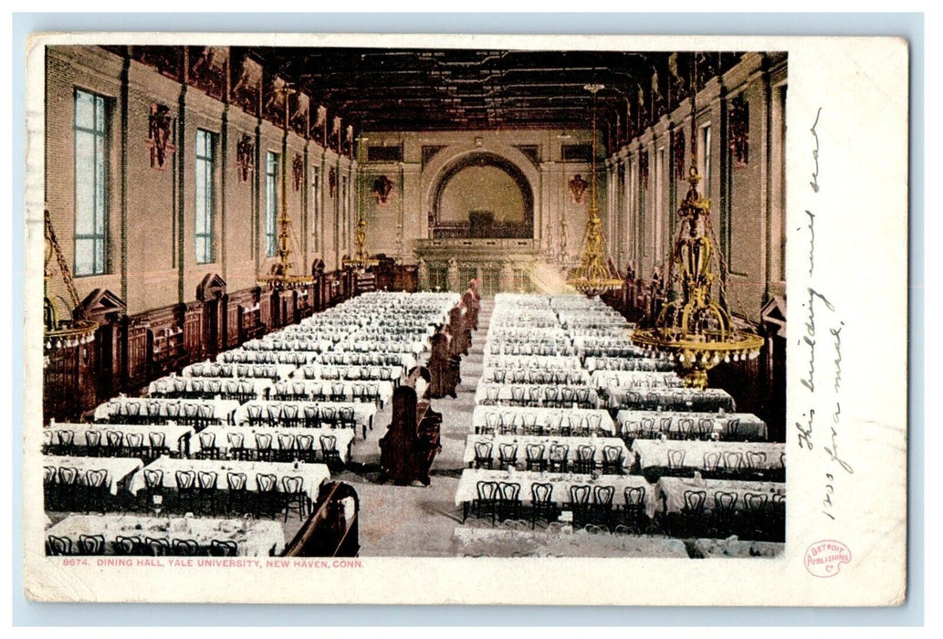 1907 Dining Hall Yale University New Haven Connecticut CT Antique Postcard