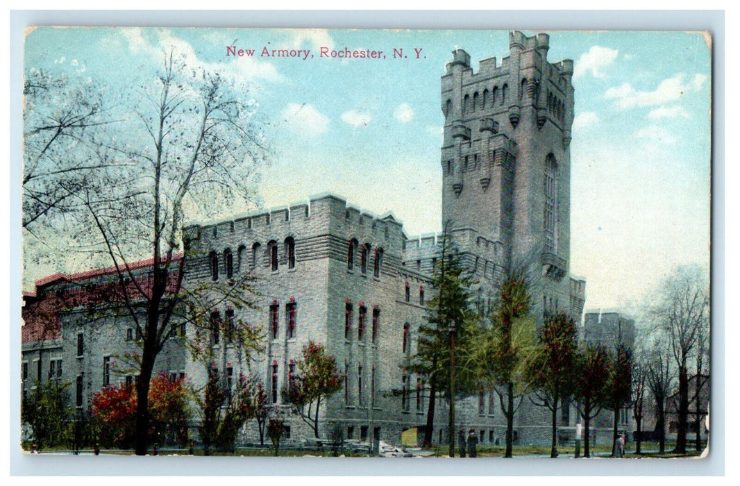 1909 New Armory Rochester New York NY Posted Antique Postcard