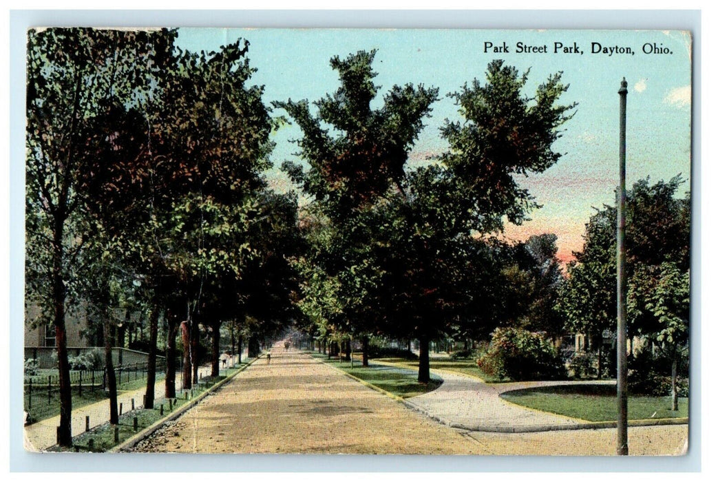 1911 View Of Park Street Park Dayton Ohio OH Posted Antique Postcard