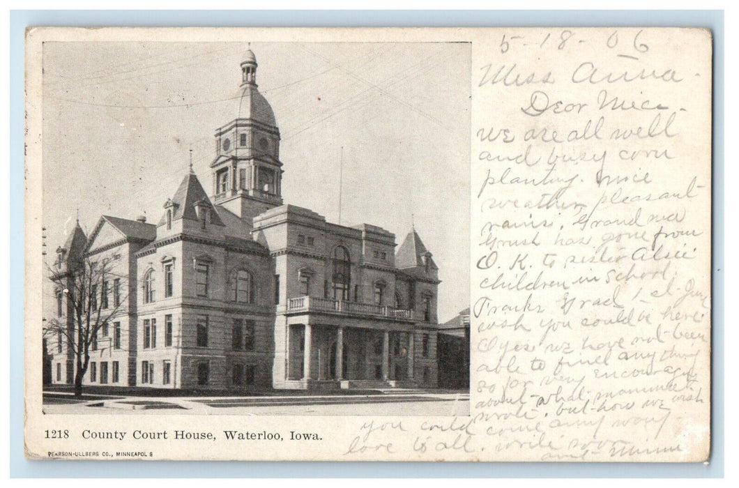 1906 Country Court House Waterloo Iowa IA, Bedford PA Posted Antique Postcard