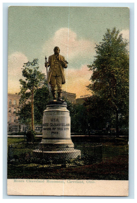 1907 Moses Cleveland Monument, Cleveland Ohio OH, New London OH Postcard