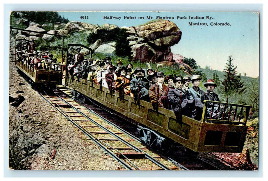 c1910s Halfway Point on Mt. Manitou Park, Manitou Colorado CO Antique Postcard