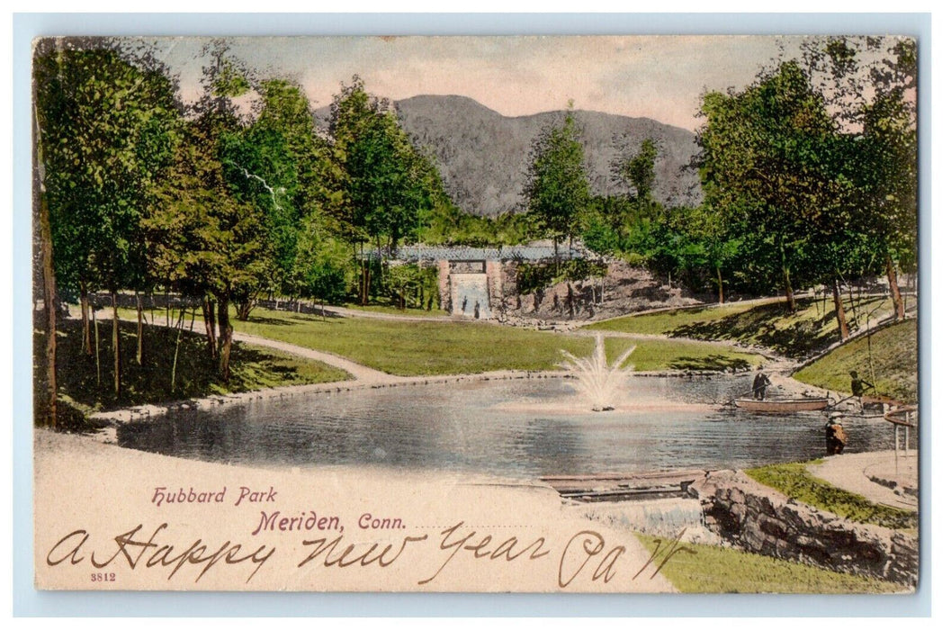 1903 View Of Hubbard Park Fountain Meriden Connecticut CT Antique Postcard