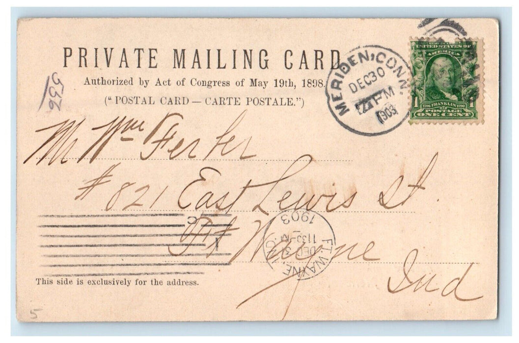 1903 View Of Hubbard Park Fountain Meriden Connecticut CT Antique Postcard