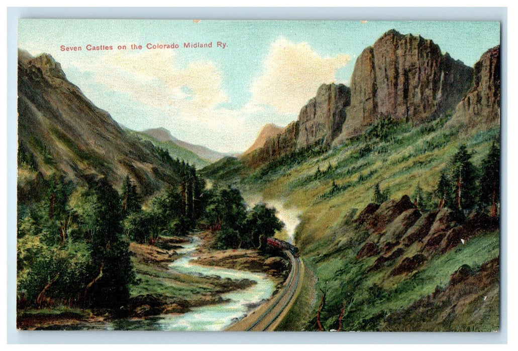 c1910 Seven Castles on the Colorado Midland Railway Unposted Antique Postcard