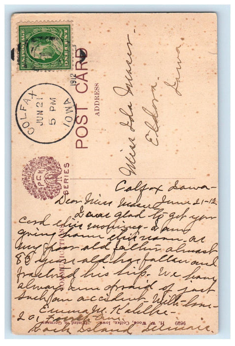 1912 South Walnut Street, Colfax Iowa IA Posted Antique PCK Series Postcard